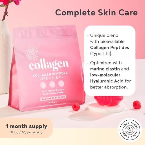 Collagen Powder with Hyaluronic Acid 400g - Premium Bovine Collagen Type I, II, III Alpha Foods uk supplements