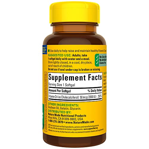 Nature Made Vitamin D3 2000 IU (50 mcg), Dietary Supplement for Bone, Teeth, Muscle Nature Made uk supplements