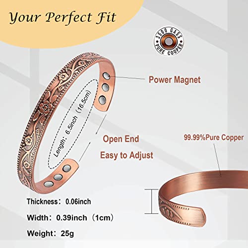 UtenoTureH Magnetic Copper Bracelet for Women for Arthritis, 6.5'' Adjustable Solid Copper Bracelet UtenoTureH uk supplements