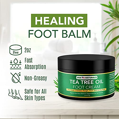 Tea Tree Oil Foot Cream For Dry Cracked Heels Repair - Natural Foot Cream For Dry Cracke USA Naturals uk supplements