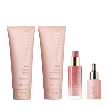 Vegamour Essentials Kit: Revitalizing Shampoo & Conditioner, Hair Serum, Weightless Repair Oil for All Hair Types VEGAMOUR uk supplements