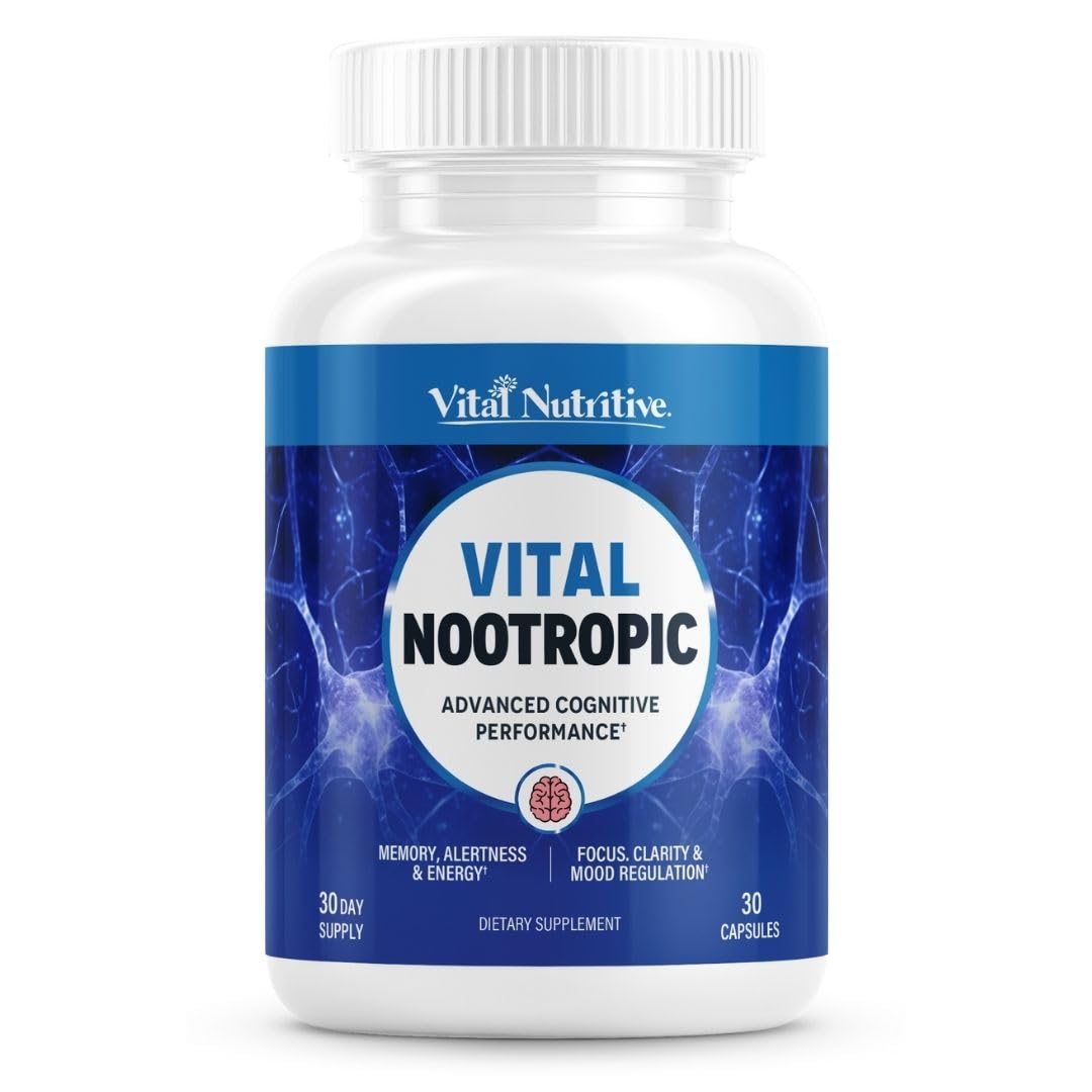 Vital Nootropic 12-in-1 Brain Supplement for Memory, Focus & Energy Support – L-Tyrosine, Bacopa, Rhodiola, Caffeine, B Vitamins – Cognitive Balance Capsules for Men & Women-30 Days Supply VITAL NUTRITIVE uk supplements