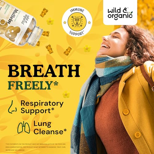 Wild & Organic Mullein Gummies - Daily Dietary Supplement for Respiratory, Digestive Wild & Organic uk supplements