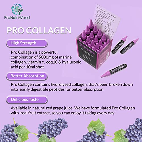 ProNutriWorld Marine Collagen Peptides Shots, Hyaluronic Acid and CoQ10 ProNutriWorld uk supplements