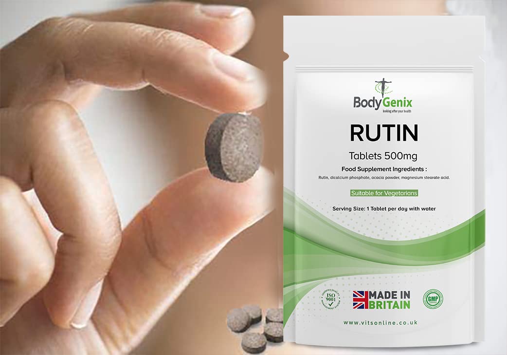 Bodygenix Rutin 500mg Tablets CAPILLARIES, VARICOSE Veins, Hemorrhoids Veg Friendly - UK Made (120) 4 Month Supply Bodygenix uk supplements