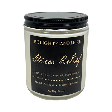 Stress Relief Candle | Purpose-Driven Soy Candles | Scented Candle for Home | 8oz Long Lasting Candle Be Light Candle RE uk supplements