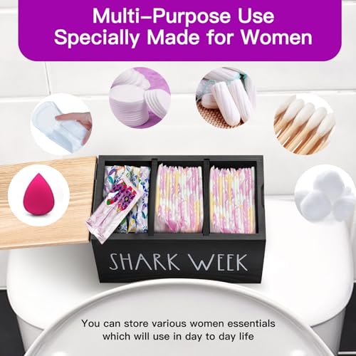 MISTOD Tampons Holder for Bathroom, Pad and Tampon Organizer with Tray Lid, Wooden Feminine MISTOD uk supplements
