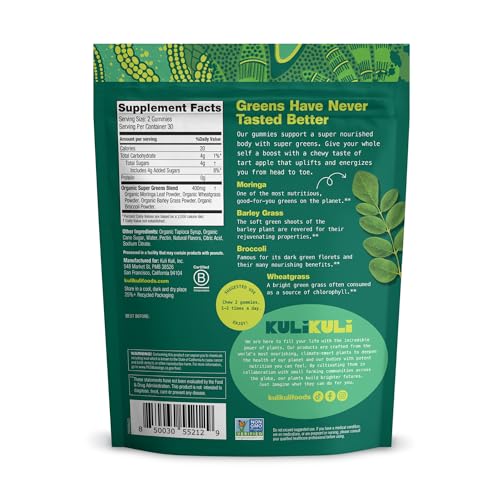 Kuli Kuli Super Energy Gummies - Energy Supplements with Moringa, Caffeine-Free Natural Energy Booster - 60 Non-GMO, Gluten-Free Moringa Gummies Kuli Kuli uk supplements