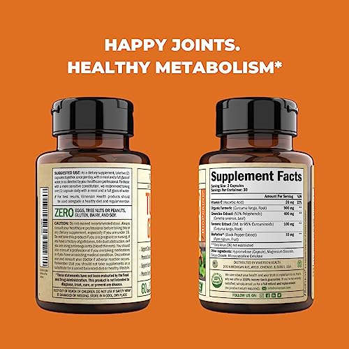 Green Tea Extract Capsules - Green Tea Supplement with Organic Turmeric Curcumin Vimerson Health uk supplements