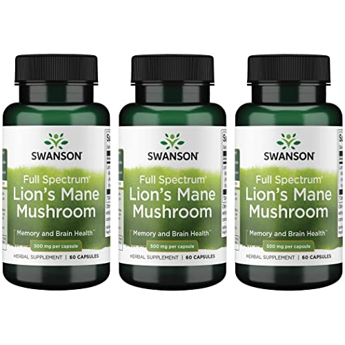 Swanson Lion's Mane Mushroom Capsules - 500 mg Each, 60 Capsules Swanson uk supplements