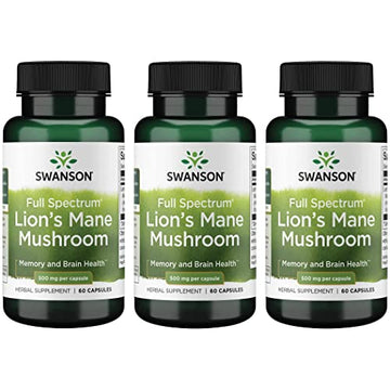 Swanson Lion's Mane Mushroom Capsules - 500 mg Each, 60 Capsules Swanson uk supplements