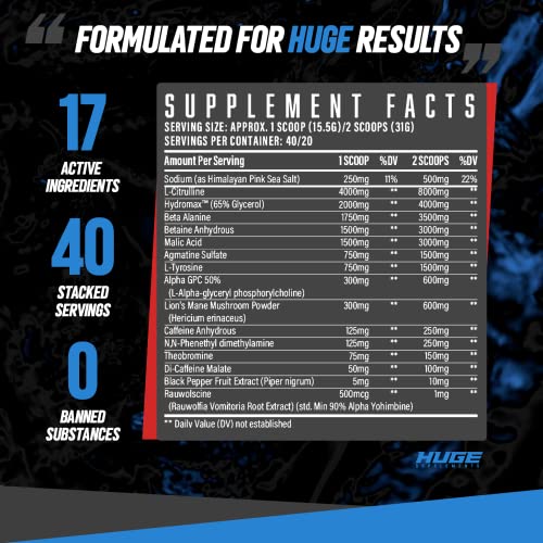 Huge Supplements Wrecked Pre-Workout, 30G+ Ingredients Per Serving to Boost Energy Huge Supplements uk supplements