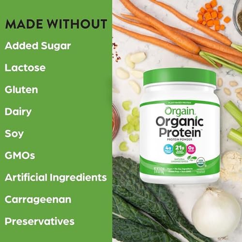 Orgain Organic Unflavored Vegan Protein Powder, Natural Unsweetened - 21g Plant Based Orgain uk supplements