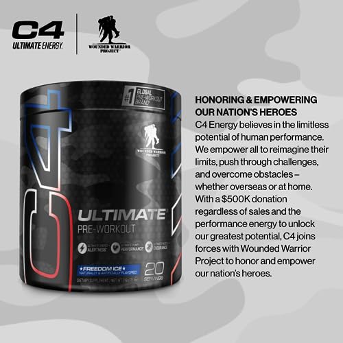 C4 Ultimate x Wounded Warrior Project Pre Workout Powder Freedom Ice - Sugar Free Cellucor uk supplements