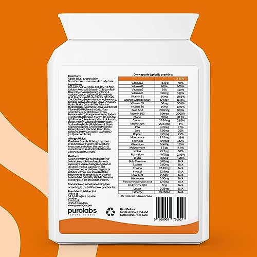 Puro Multivitamin - 34 Multivitamins & Minerals - Daily Complex for Men & Women Purolabs uk supplements