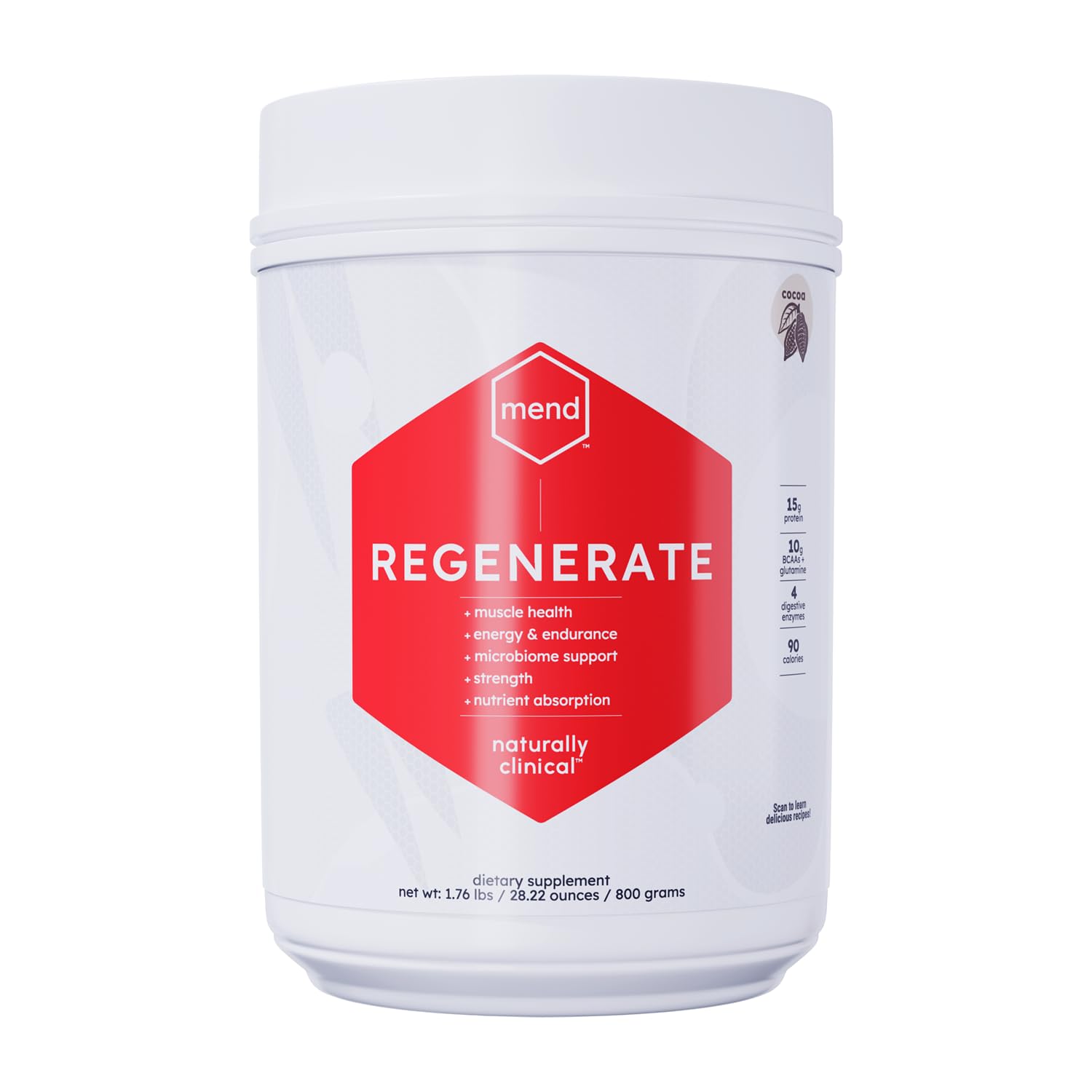 MEND Regenerate, Post Workout Recovery, Immune Support, and Sports Nutrition Supplement for Men and Women - Natural, Gluten Free, and Non-GMO - Cocoa Protein Powder, 20 Servings MEND uk supplements