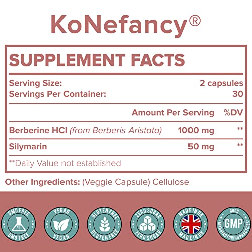 KoNefancy Berberine HCL Supplement 1000mg, High Absorption Berberine Plus Vegan KoNefancy uk supplements
