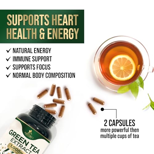 Nature's Green Tea Extract Pills 98% Standardized EGCG 1000mg - 3X Strength for Natural Nature's Nutrition uk supplements