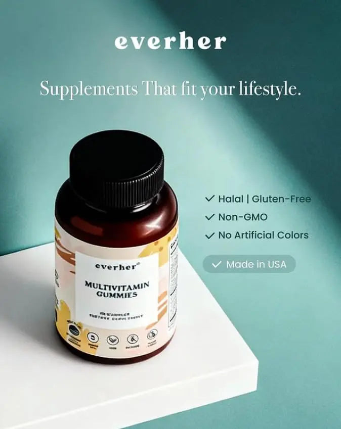 Everher Multivitamin Gummies | Essential Vitamins, Minerals & Herbs | Immune Support, Energy & Focus | with DHA Algae Oil & Probiotics | Everher uk supplements