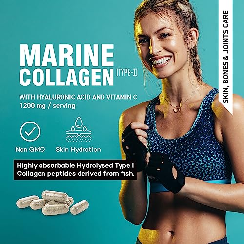 Marine Collagen Supplement 1200mg with Hyaluronic Acid & Vitamin C Hydrolysed Peptides Powder MAX VITA MAXIMUM VITALITY uk supplements