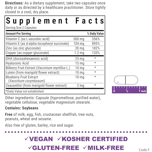 Bluebonnet Nutrition Eye Care Macular & Blue, Eye Health & Blue Light Support*, Vegan, Kosher-Certified, Gluten-Free, Dairy-Free, 60 Vegetable Capsules, 30 Servings BlueBonnet uk supplements