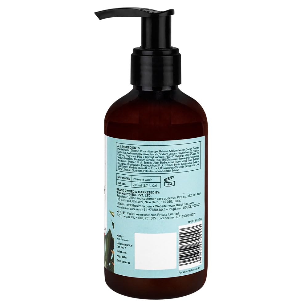Sirona Natural Refreshing Feminine Wash - 6.7 Fl Oz (200 ml) | No Chemical, No Irritation, pH Balanced Intimate Sirona uk supplements