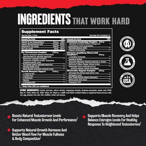 Animal Stak – Complete Natural Hormone Booster Supplement with Tribulus – Natural Testosterone Booster for Athletes – Contains Estrogen Blockers – 1 Month Cycle Animal uk supplements