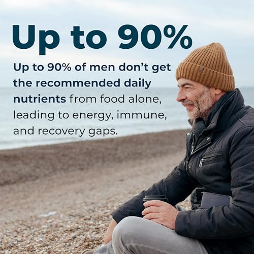 LifeSeasons Men's Multivitamin – High Potency with 21 Vitamins & Minerals, PureWay-C®, NAD+, Active B-Vitamins, TRAACS® Chelates, enXtra® for Energy, Probiotics & Mushrooms – 120 Veg Capsules LifeSeasons uk supplements