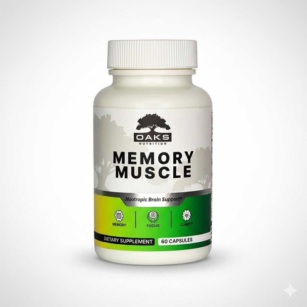 Memory Muscle – Advanced Nootropic Brain Supplement with Vitamin B12, Bacopa Monnieri & DMAE for Focus, Memory, Mental Clarity & Clean Energy – Premium Cognitive Support Formula Oaks Nutrition uk supplements