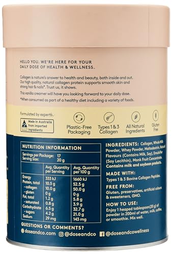Dose & Co Collagen Creamer in Vanilla Flavour - 340g Powder Supplement DOSE & CO uk supplements