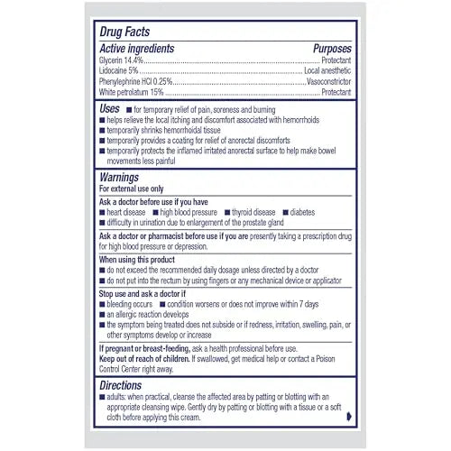 Preparation H Rapid Relief Hemorrhoid Cream with Lidocaine, Numbing Relief for Swelling, Pain, Burning and Itching - 0.75 Oz Tube Preparation H uk supplements