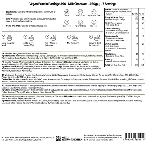 Protein Works - Vegan Protein Porridge 360 | High Protein Breakfast | Plant-Based | Chocolate | 450g THE PROTEIN WORKS uk supplements