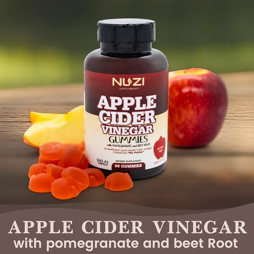 NUZI Apple Cider Vinegar Gummies with Pomegranate & Beetroot | 500 mg | Certified Halal NUZI uk supplements
