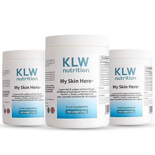 Marine Collagen Powder 10,000mg - with Vitamin C, Zinc, Biotin, Hyaluronic Acid - No fillers, sweeteners or additives KLW Nutrition uk supplements