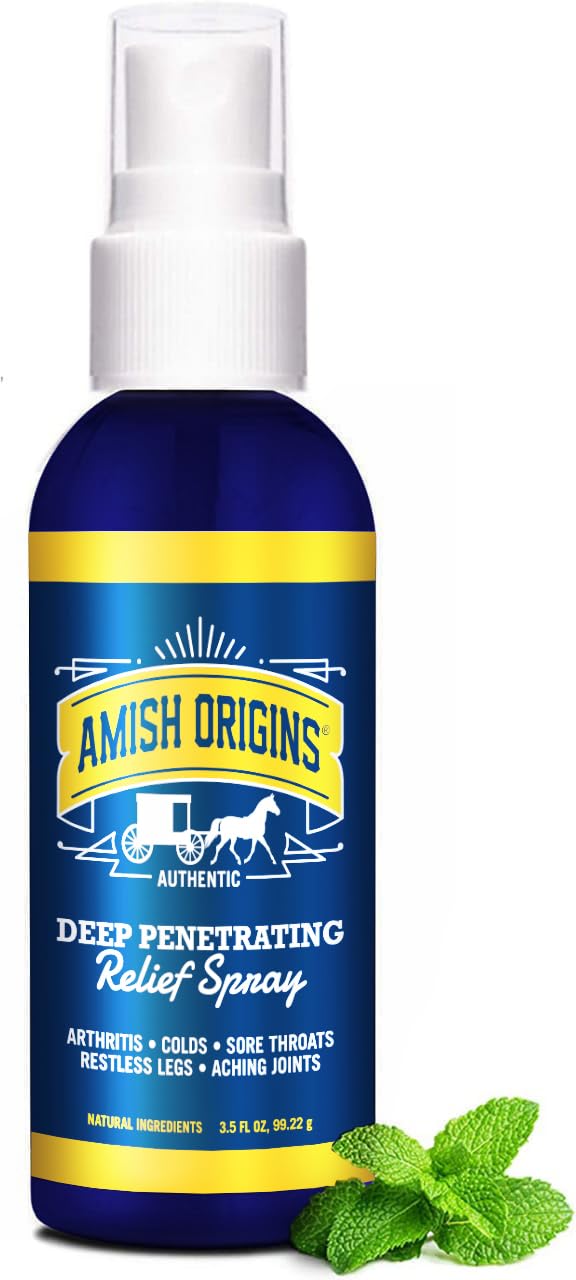 Amish Origins Deep Penetrating Pain Relief Liquid Spray - Fast-Acting, Natural Relief for Muscle Aches, Joint Pain, and Stiffness - 3.5 oz Spray Bottle Amish Origins uk supplements