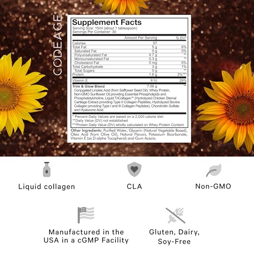 Codeage Liquid Collagen Supplement Chocolate Flavor, Beauty Trim & Glow Liposomal Codeage uk supplements