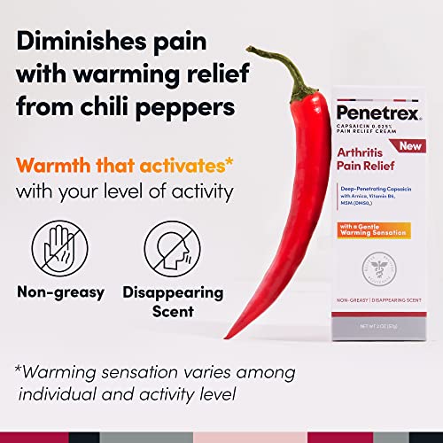 Penetrex Arthritis Warming Pain Relief Cream - Deep Penetrating Capsaicin with Arnica, Vitamin B6 & MSM(DMSO2) - Apply to Hands, Wrists, Feet, Knees, Elbows and Other Affected Areas, 2 oz Penetrex uk supplements