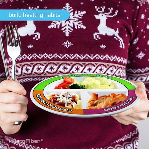 Portion Control Bariatric Plates and Bowls Set of 2 (4pcs Total) - Self-Measuring Plates HeroFiber uk supplements