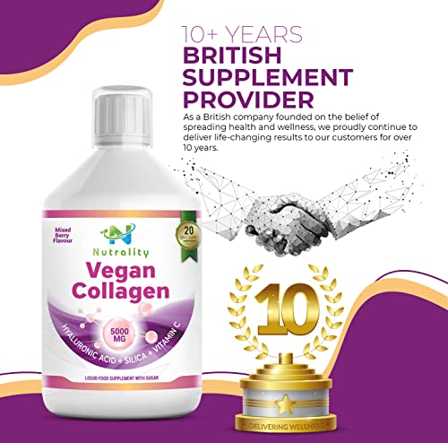 Nutrality Vegan Liquid Collagen | Premium-Grade 5000mg Hydrolyzed Collagen Peptides with Silica, Biotin Nutrality uk supplements