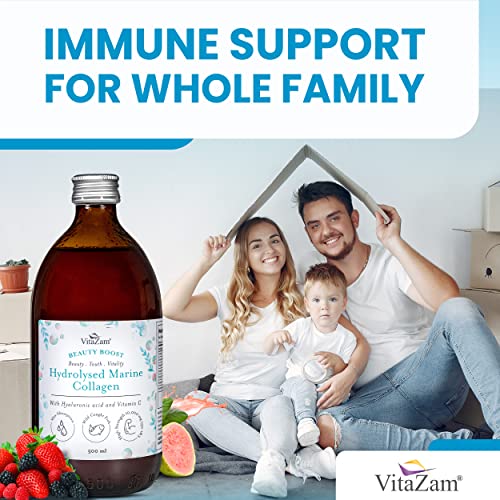 VitaZam Marine Collagen Liquid 10000mg with Hyaluronic Acid, Hydrolysed Peptide, Biotin for Hair, Skin, Nails, Joint, and Muscles, 500 ml VitaZam uk supplements