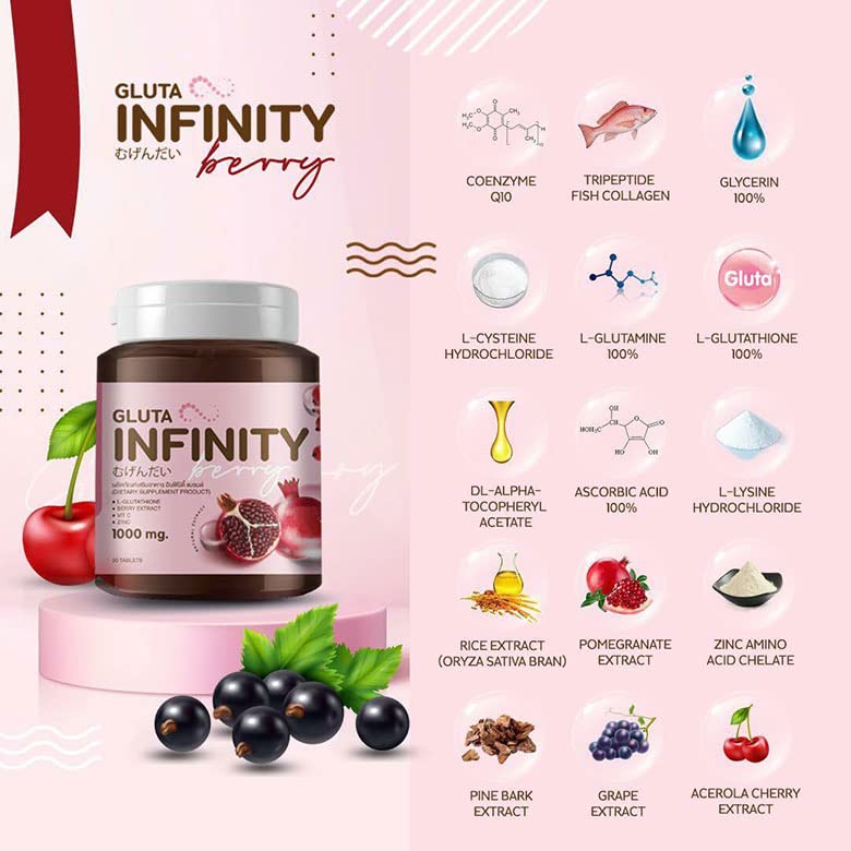Gluta Infiniy 1000mg L-Glutathione Supplement Tripeptide Fish Collagen L-Glutamine Ascorbic Alizée Spa uk supplements