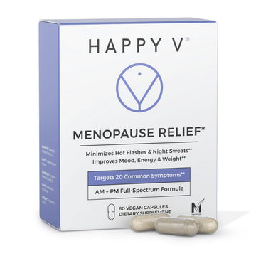 Happy V Menopause Relief Supplement for Women – Hormone Balance, Hot Flash & Night Sweat Support, Mood & Energy Booster, Vaginal Wellness, Perimenopause & Postmenopause Support – 60 Vegan Capsules Happy V uk supplements