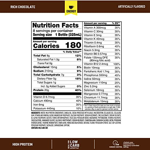 SlimFast Advanced Energy High Protein Meal Replacement Shake, Rich Chocolate, 20g SlimFast uk supplements