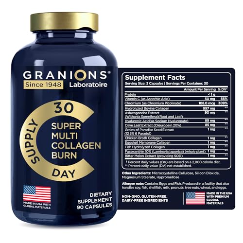Thermogenic Hydrolyzed Collagen Burn - Hyaluronic Acid, Vitamin C, Multi Collagen Complex Granions uk supplements