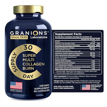 Thermogenic Hydrolyzed Collagen Burn - Hyaluronic Acid, Vitamin C, Multi Collagen Complex Granions uk supplements
