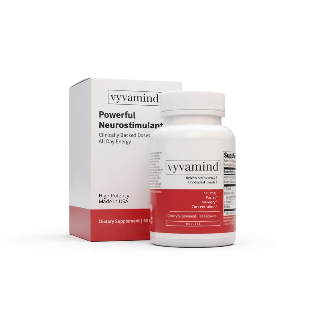 vyvamind Neurostimulant + Focus Aid Nootropic for Enhanced Concentration & Mental Clarity, Brain Support with Caffeine L-Theanine, Fast-Acting Cognitive Boost, 60 Capsules vyvamind Neurostimulant + Focus Aid uk supplements