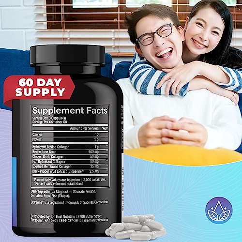 DR EMIL NUTRITION Multi Collagen Pills - 180 Capsules - Collagen Supplements to Support DR EMIL NUTRITION uk supplements