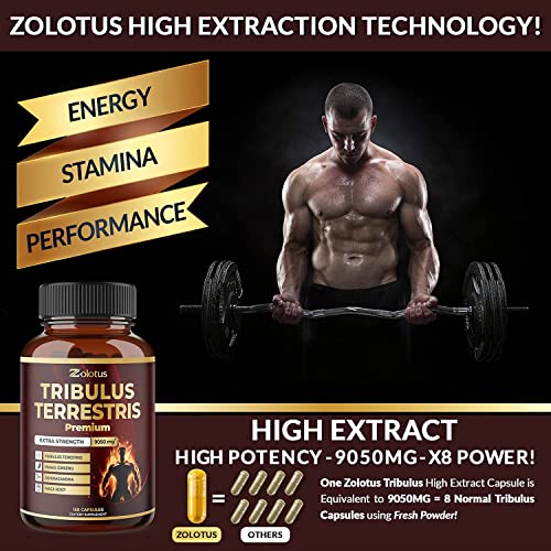 Tribulus Terrestris Supplement for Men & Women, 9050mg Per Capsule, 5-Month Supply Zolotus uk supplements