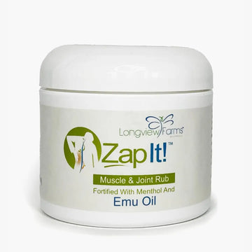 Longview Farms® Zap It! Muscle and Joint Therapy Cream– Fast-Absorbing Full Body Formula for Neck, Back, Legs, and feet and Knee Muscle Aches, Joint Discomfort, with Emu Oil(4 oz. Jar) Longview Farms uk supplements