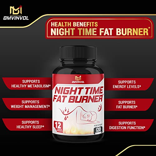 BMVINVOL Night Time Fat Burner 120Capsules, 12-in-1 Powerful Blend of Green Tea BMVINVOL uk supplements